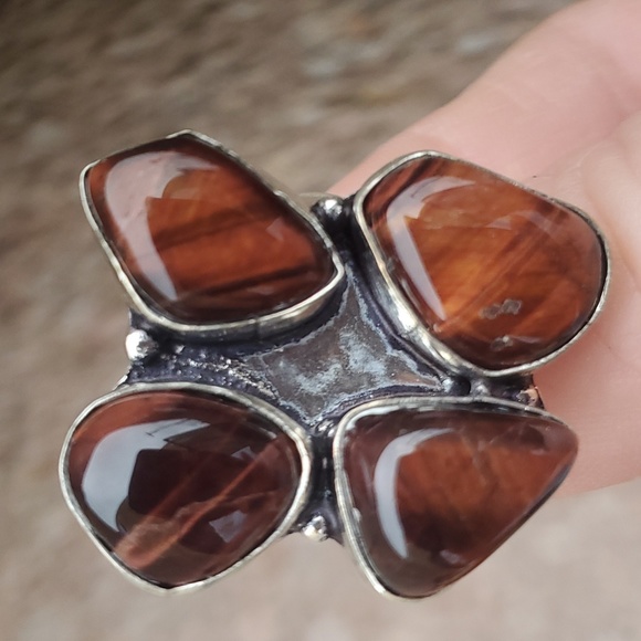 New Red Tiger Eye 925 Silver Ring. - Picture 12 of 14